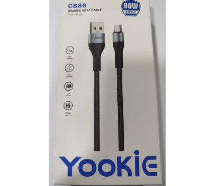 Chargers + Cables Yookie Smart Charging Type_c Cable CB86_ 60W Black